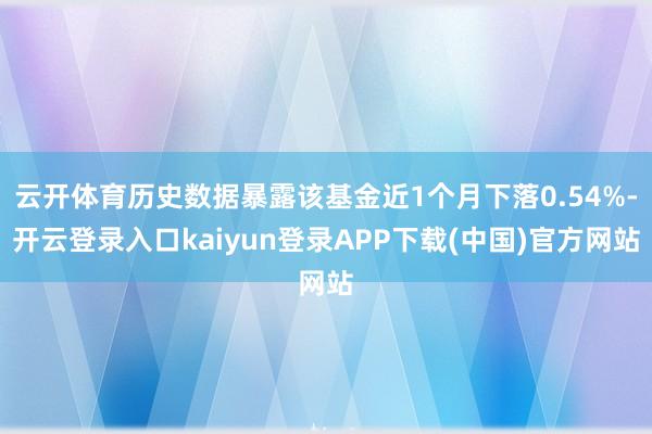 云开体育历史数据暴露该基金近1个月下落0.54%-开云登录入口kaiyun登录APP下载(中国)官方网站